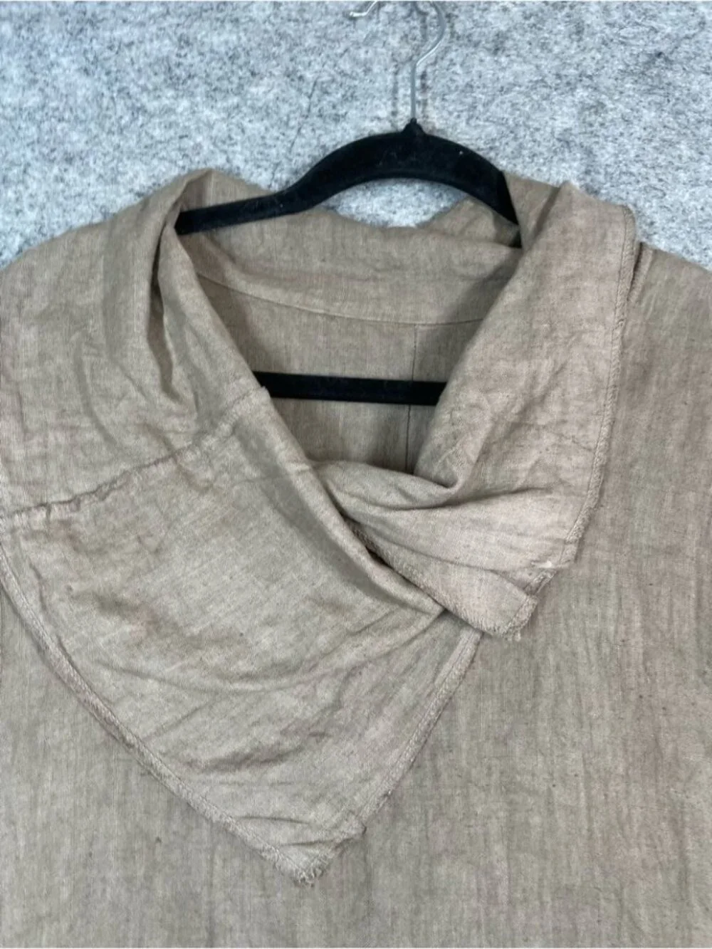 Italian Linen Tunic Dress Taupe Asymmetrical Boho Lagenlook Minimalist Vacation